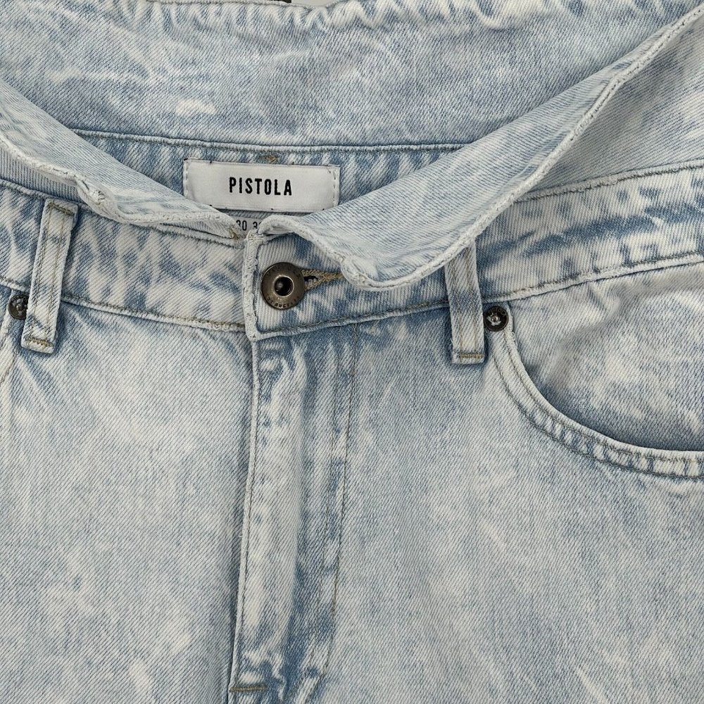 Pistola Fold-over High Rise Jeans Womens sz 30 Relaxed Straight-leg Crush Wash - Picture 6 of 9